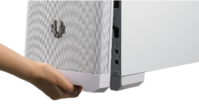 Front Dust Filter of a NOVA MESH SE TG white case is on display